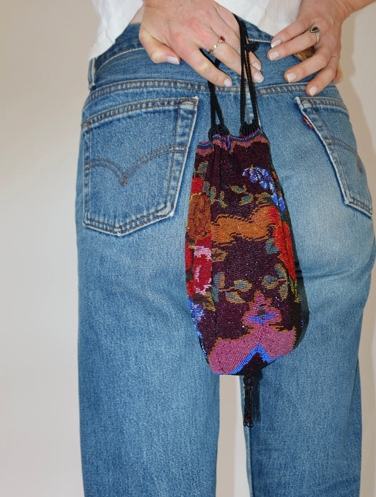 ROSE PRINT, SEED BEAD PATTERN BAG