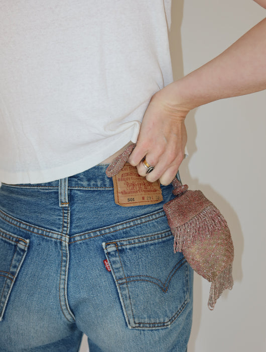 PINK SEED BEAD BAG
