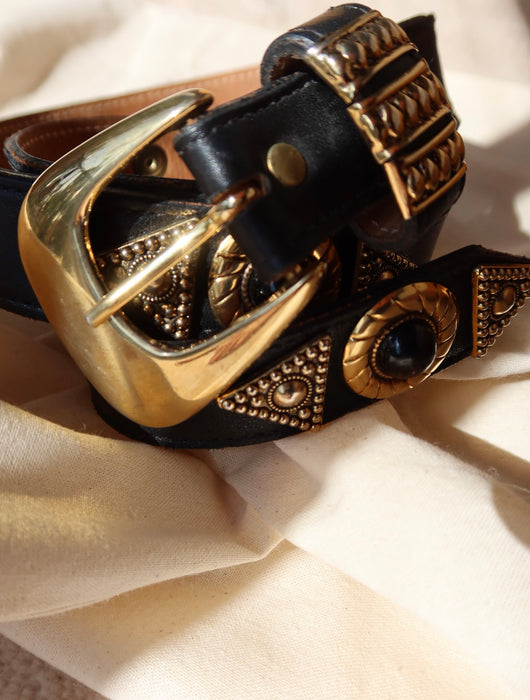 GOLD & BLACK CABACHON BELT