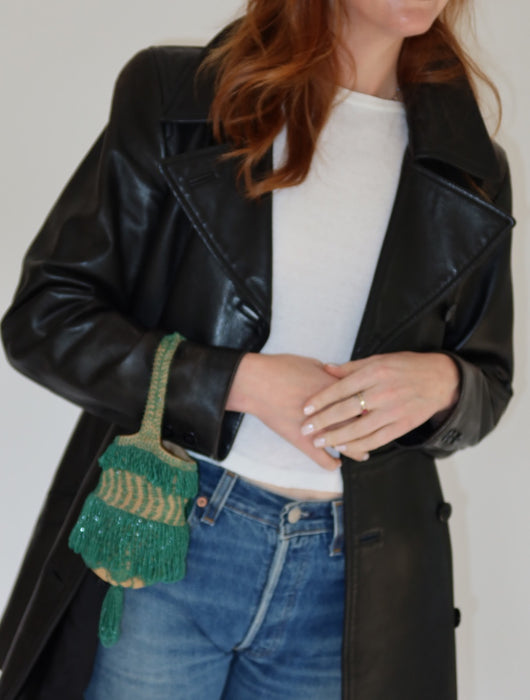 JADE GREEN SEED BEAD BAG