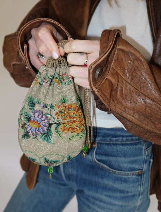 FLORAL SEED BEAD BAG