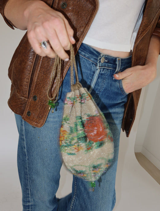 FLORAL SEED BEAD BAG