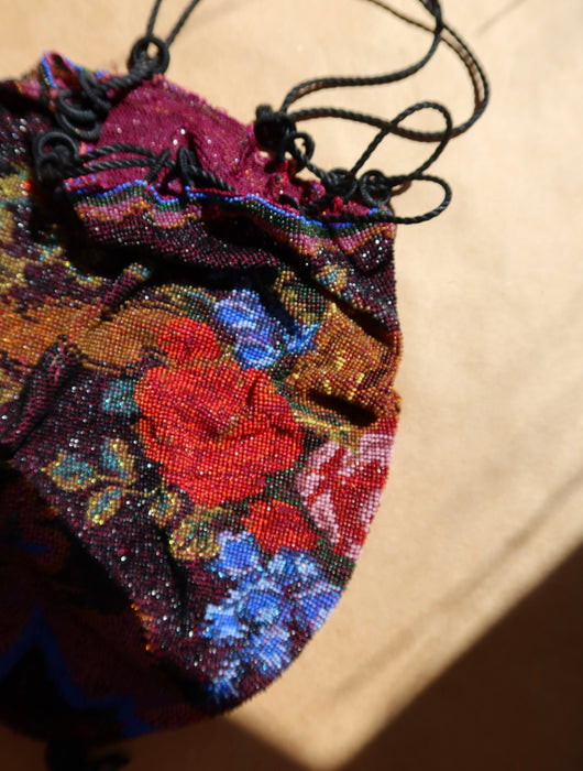 ROSE PRINT, SEED BEAD PATTERN BAG