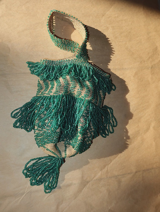 JADE GREEN SEED BEAD BAG