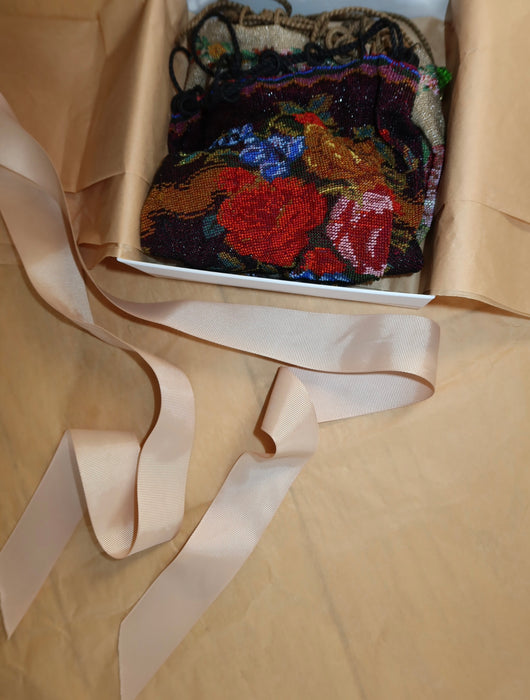 ROSE PRINT, SEED BEAD PATTERN BAG