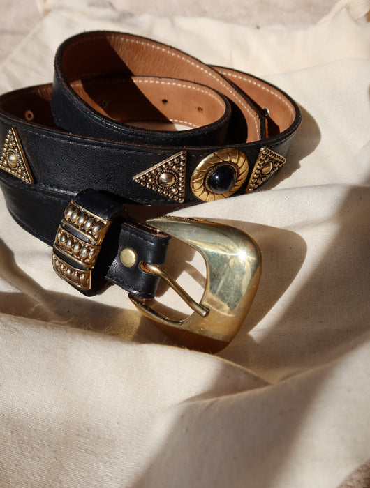 GOLD & BLACK CABACHON BELT