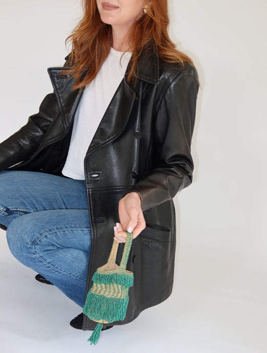 JADE GREEN SEED BEAD BAG