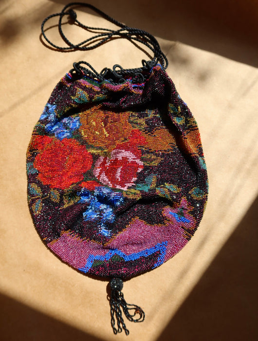 ROSE PRINT, SEED BEAD PATTERN BAG