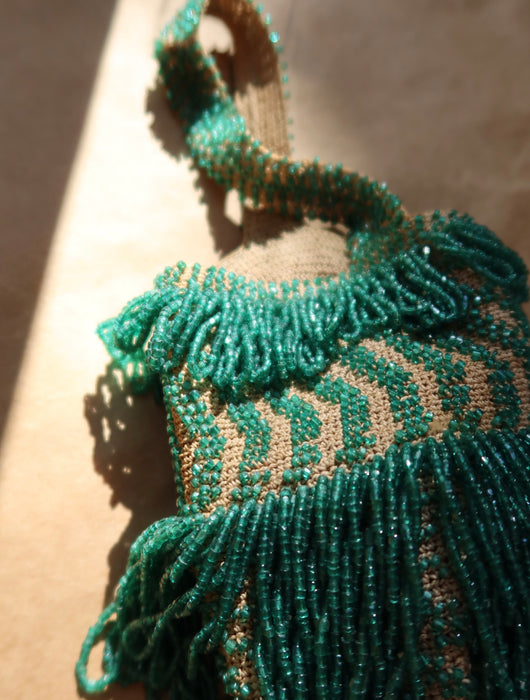 JADE GREEN SEED BEAD BAG