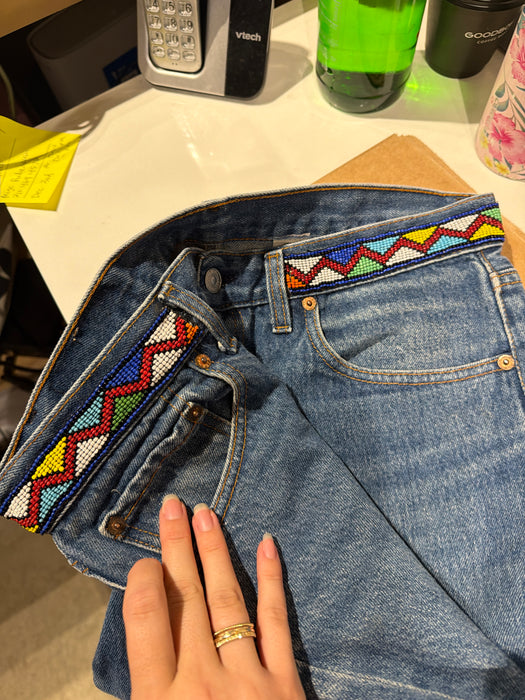 Beaded waistband 31” denim